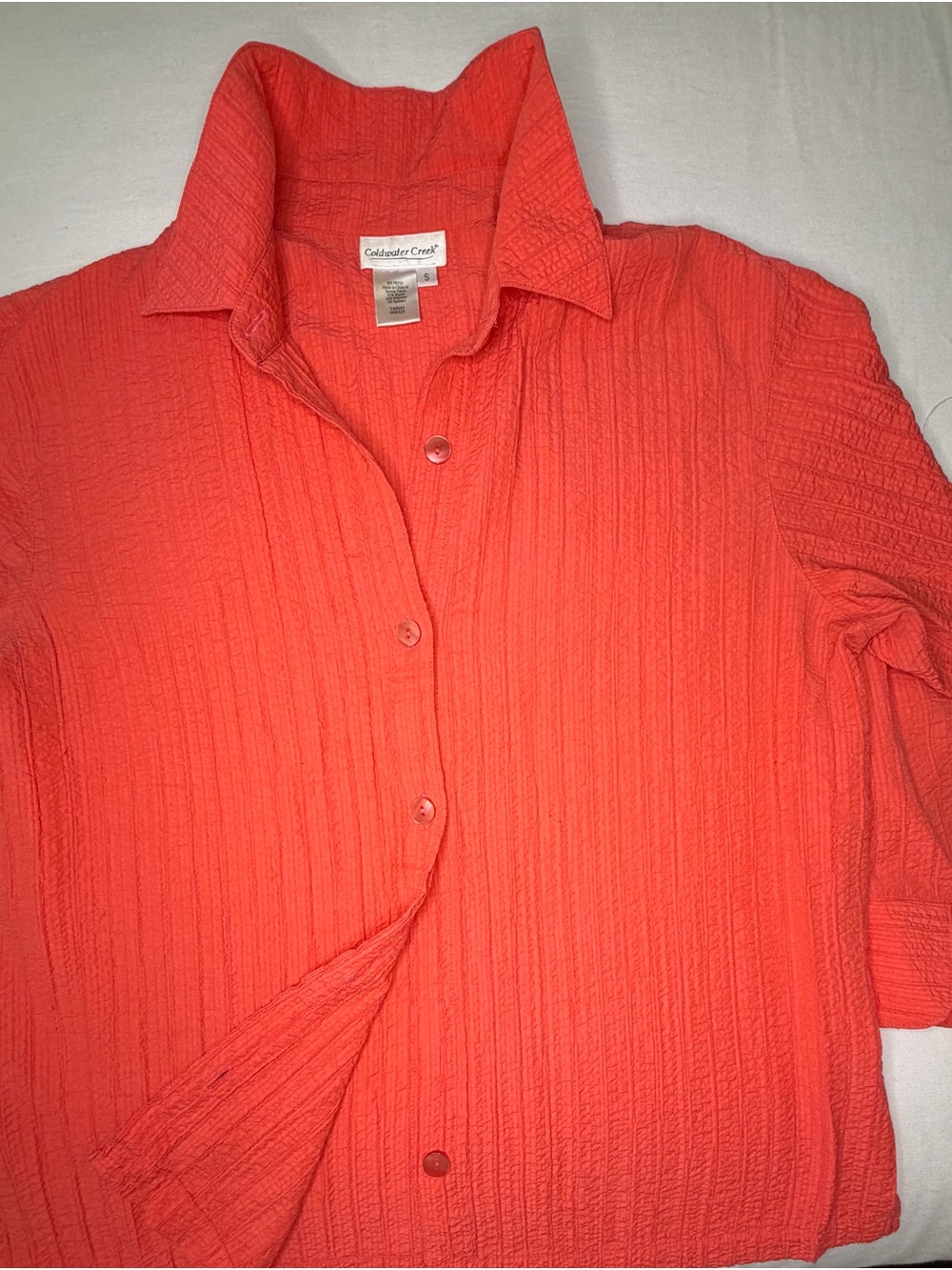 Coldwater Creek Women's Textured Button-Front Shirt - Coral Red